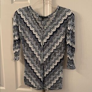 White House Black Market Zigzag Knit Top - Black and White